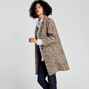 Zara leopard print over coat XS